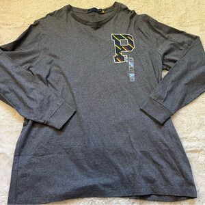 NWT Polo Ralph Lauren Men's Gray Long Sleeve T Shirt P Logo Graphic Size XLT